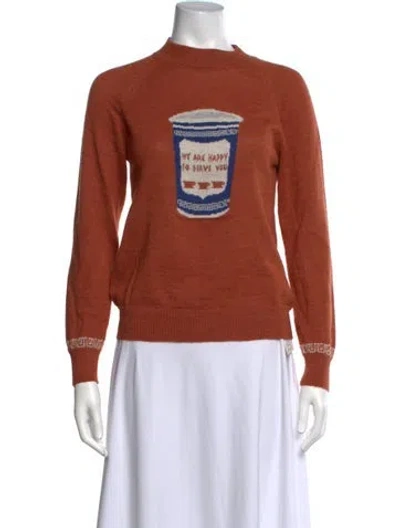 Pre-owned Rachel Antonoff Alpaca Graphic Print Sweater In Neutrals