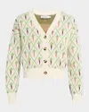 Rachel Antonoff Ana Printed Cardigan In Rainbow Carrots