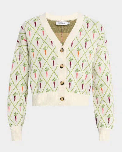 Rachel Antonoff Ana Printed Cardigan In Rainbow Carrots