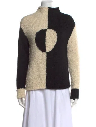 Pre-owned Rachel Antonoff Colorblock Pattern Mock Neck Sweater In Neutrals