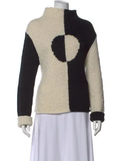 Pre-owned Rachel Antonoff Colorblock Pattern Turtleneck Sweater In Neutral