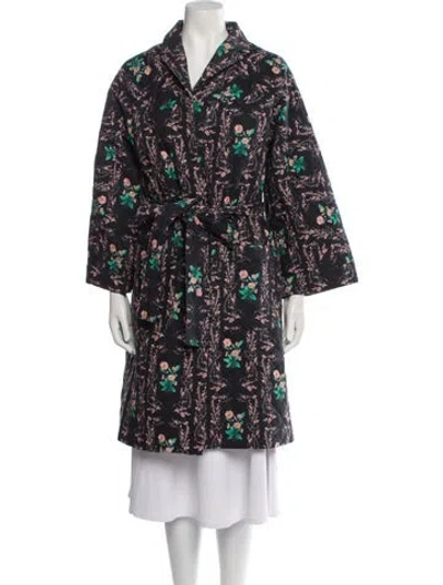 Pre-owned Rachel Antonoff Floral Print Coat In Black