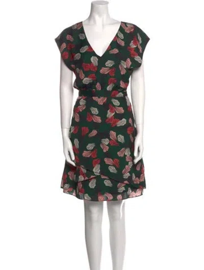 Pre-owned Rachel Antonoff Floral Print Knee-length Dress In Green