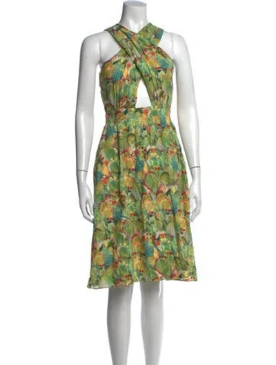 Pre-owned Rachel Antonoff Floral Print Knee-length Dress In Green