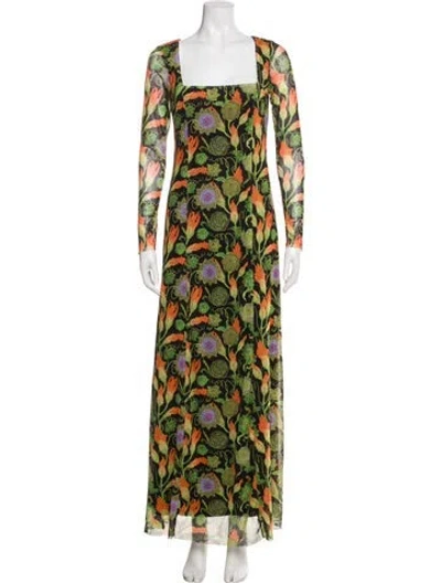 Pre-owned Rachel Antonoff Floral Print Long Dress In Green