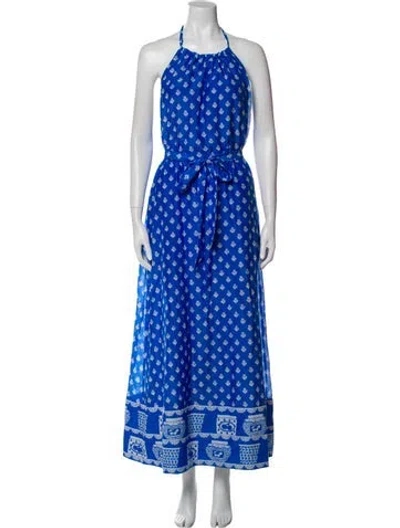 Pre-owned Rachel Antonoff Floral Print Long Dress W/ Tags In Blue