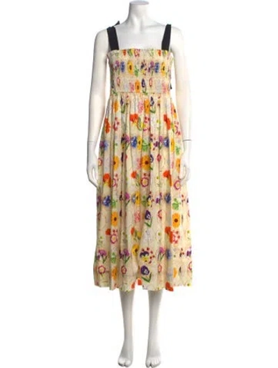 Pre-owned Rachel Antonoff Floral Print Midi Length Dress In Neutrals