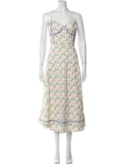 Pre-owned Rachel Antonoff Floral Print Midi Length Dress In Neutrals