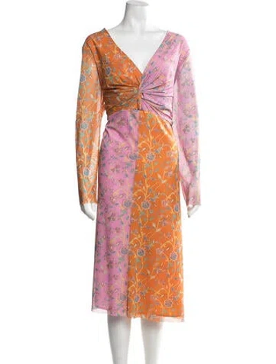 Pre-owned Rachel Antonoff Floral Print Midi Length Dress In Pink