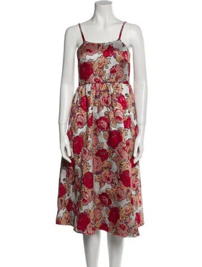 Pre-owned Rachel Antonoff Floral Print Midi Length Dress In Red