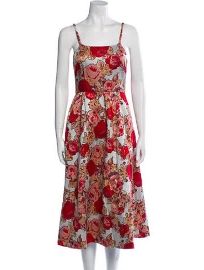 Pre-owned Rachel Antonoff Floral Print Midi Length Dress In Red