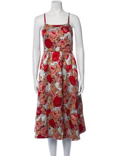 Pre-owned Rachel Antonoff Floral Print Midi Length Dress In Red