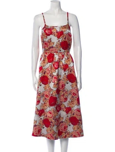 Pre-owned Rachel Antonoff Floral Print Midi Length Dress In Red