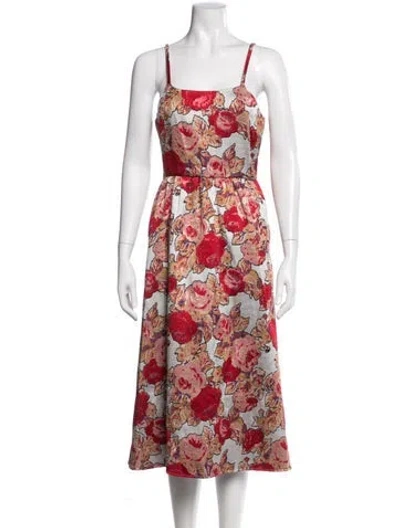 Pre-owned Rachel Antonoff Floral Print Midi Length Dress In Red