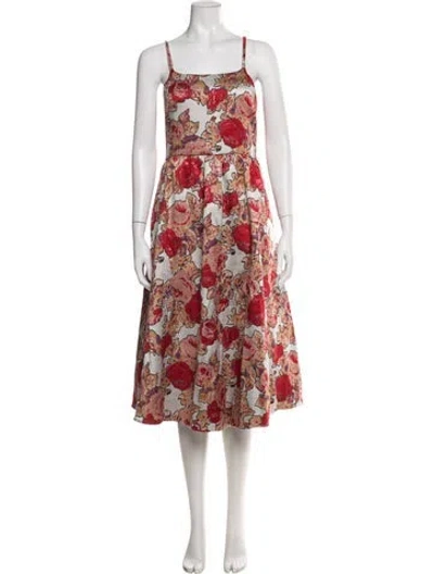 Pre-owned Rachel Antonoff Floral Print Midi Length Dress In Red