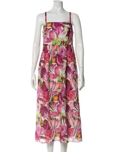 Pre-owned Rachel Antonoff Floral Print Midi Length Dress In Red