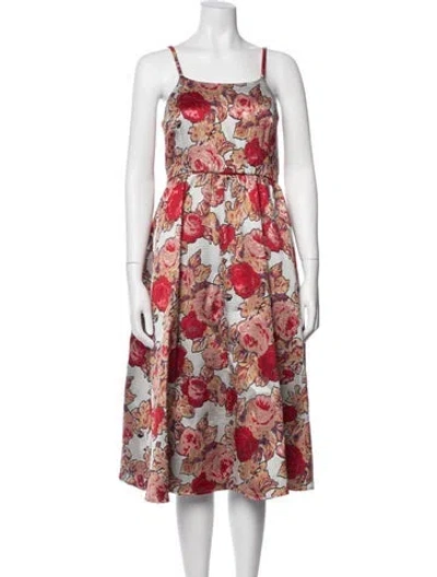 Pre-owned Rachel Antonoff Floral Print Midi Length Dress In Red