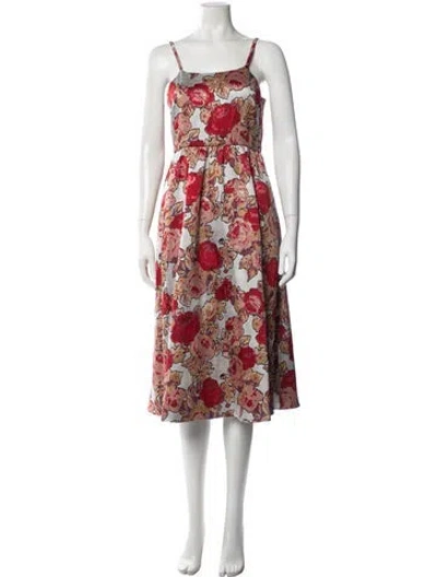 Pre-owned Rachel Antonoff Floral Print Midi Length Dress In Red