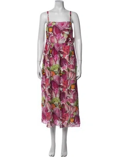 Pre-owned Rachel Antonoff Floral Print Midi Length Dress In Red