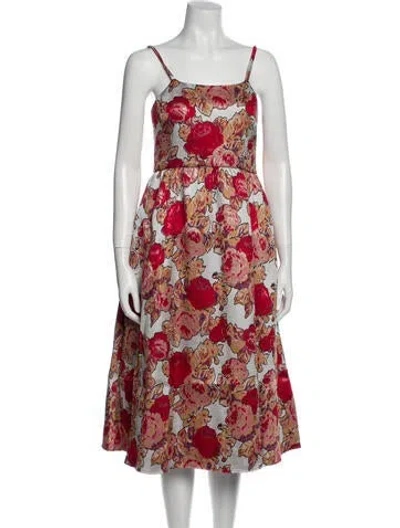 Pre-owned Rachel Antonoff Floral Print Midi Length Dress In Silver