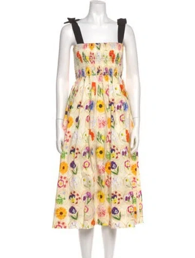 Pre-owned Rachel Antonoff Floral Print Midi Length Dress In Yellow