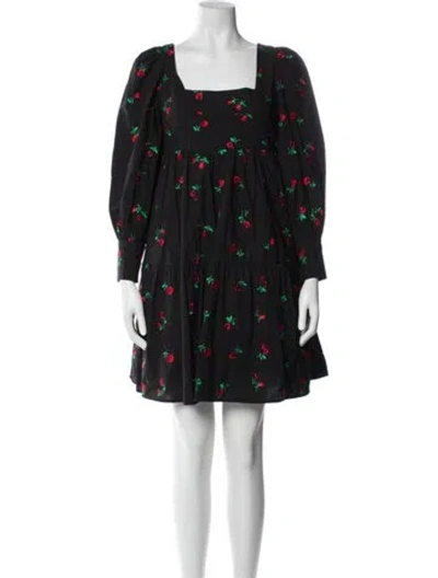 Pre-owned Rachel Antonoff Floral Print Mini Dress In Black