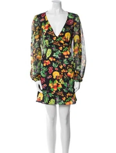 Pre-owned Rachel Antonoff Floral Print Mini Dress In Green
