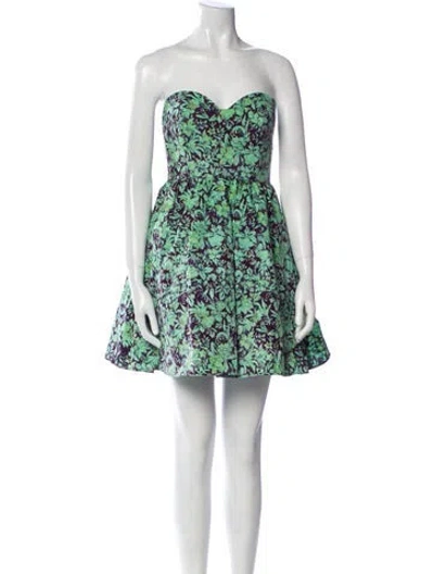 Pre-owned Rachel Antonoff Floral Print Mini Dress In Green