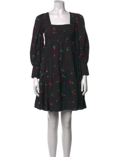 Pre-owned Rachel Antonoff Floral Print Mini Dress W/ Tags In Black