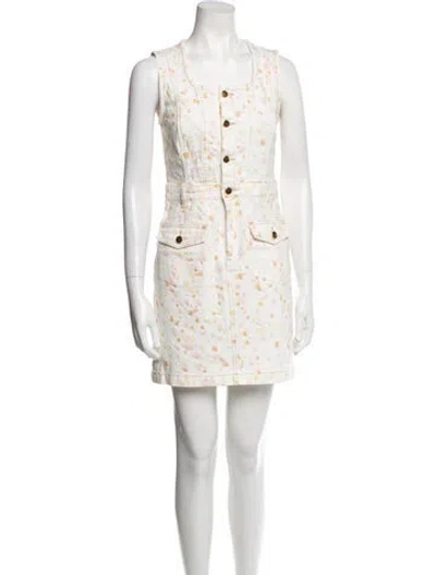 Pre-owned Rachel Antonoff Floral Print Mini Dress In White