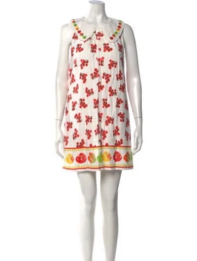Pre-owned Rachel Antonoff Floral Print Mini Dress In White