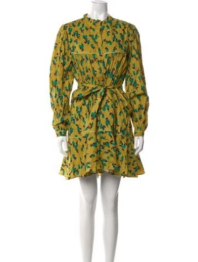 Pre-owned Rachel Antonoff Floral Print Mini Dress In Yellow