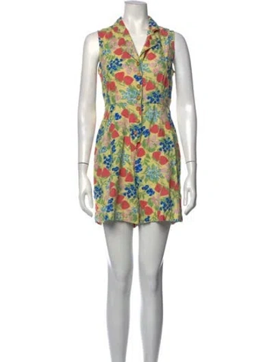 Pre-owned Rachel Antonoff Floral Print Romper In Yellow