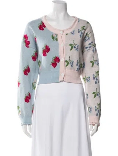 Pre-owned Rachel Antonoff Floral Print Scoop Neck Sweater In White