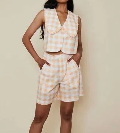 Rachel Antonoff Georgia Top In Apricot Tablecloth In Beige