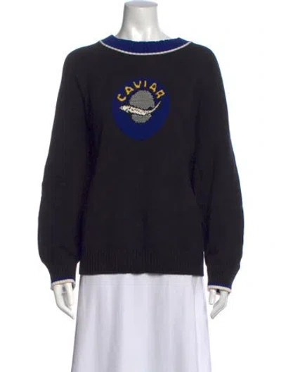 Pre-owned Rachel Antonoff Graphic Print Crew Neck Sweater In Black