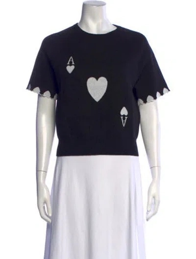 Pre-owned Rachel Antonoff Graphic Print Crew Neck Sweater In Black