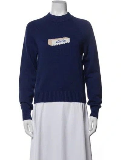 Pre-owned Rachel Antonoff Graphic Print Crew Neck Sweater In Blue
