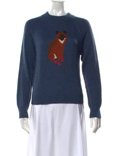 Pre-owned Rachel Antonoff Graphic Print Crew Neck Sweater In Blue