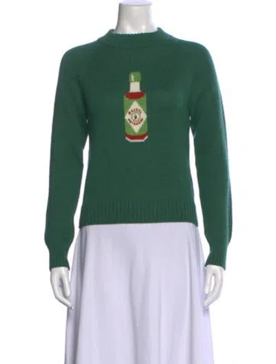 Pre-owned Rachel Antonoff Graphic Print Crew Neck Sweater In Green