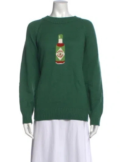 Pre-owned Rachel Antonoff Graphic Print Crew Neck Sweater In Green