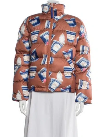 Pre-owned Rachel Antonoff Graphic Print Down Jacket In Orange