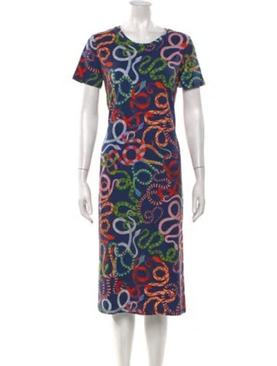 Pre-owned Rachel Antonoff Graphic Print Knee-length Dress In Blue
