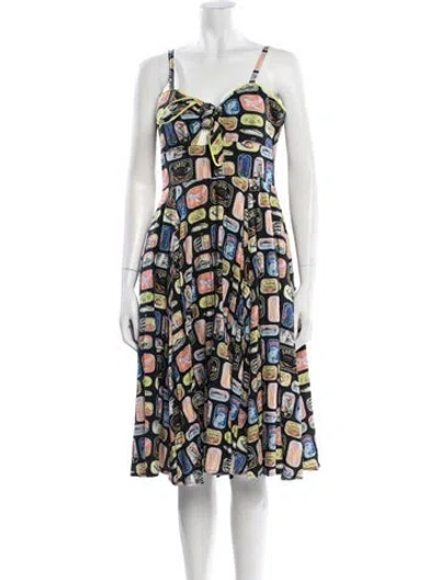 Pre-owned Rachel Antonoff Graphic Print Midi Length Dress In Multi