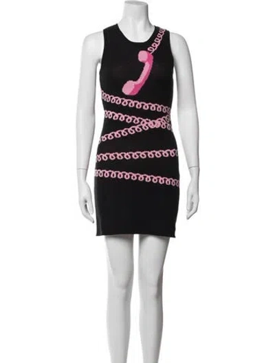 Pre-owned Rachel Antonoff Graphic Print Mini Dress In Black