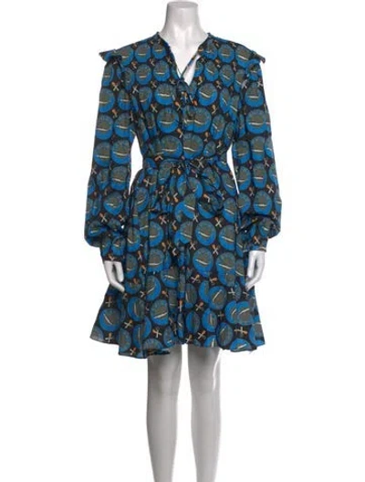 Pre-owned Rachel Antonoff Graphic Print Mini Dress In Blue