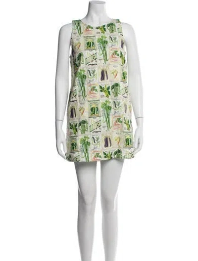 Pre-owned Rachel Antonoff Graphic Print Mini Dress In Green