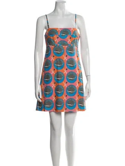 Pre-owned Rachel Antonoff Graphic Print Mini Dress In Orange