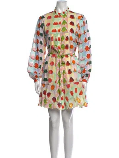 Pre-owned Rachel Antonoff Graphic Print Mini Dress In Yellow