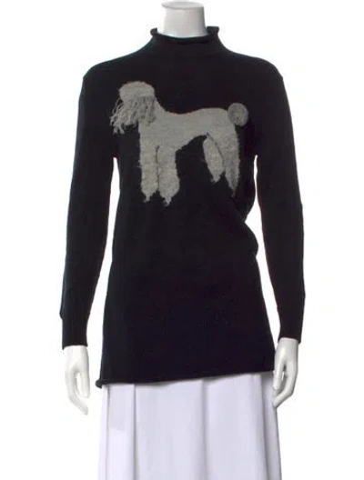 Pre-owned Rachel Antonoff Graphic Print Turtleneck Sweater In Black